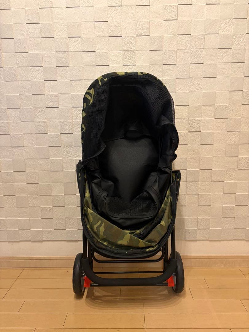 ペットカート メッシュカバー付き　ペットバギー　迷彩柄　犬　三輪バギー