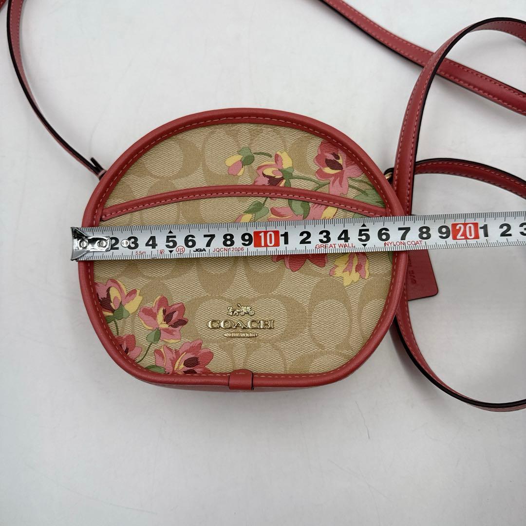 【極美品】coach コーチ ショルダーバッグ 丸型 花柄 ピンク PVC