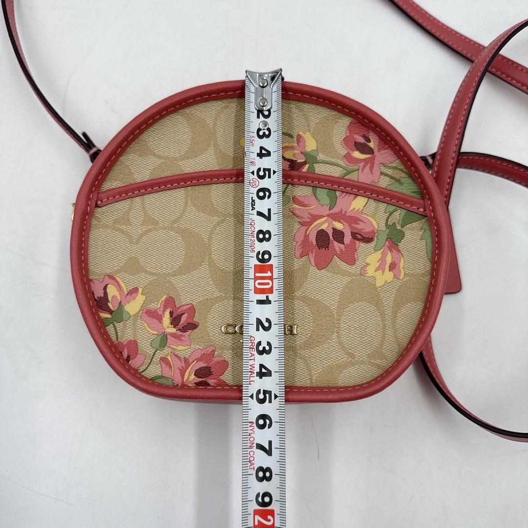 【極美品】coach コーチ ショルダーバッグ 丸型 花柄 ピンク PVC