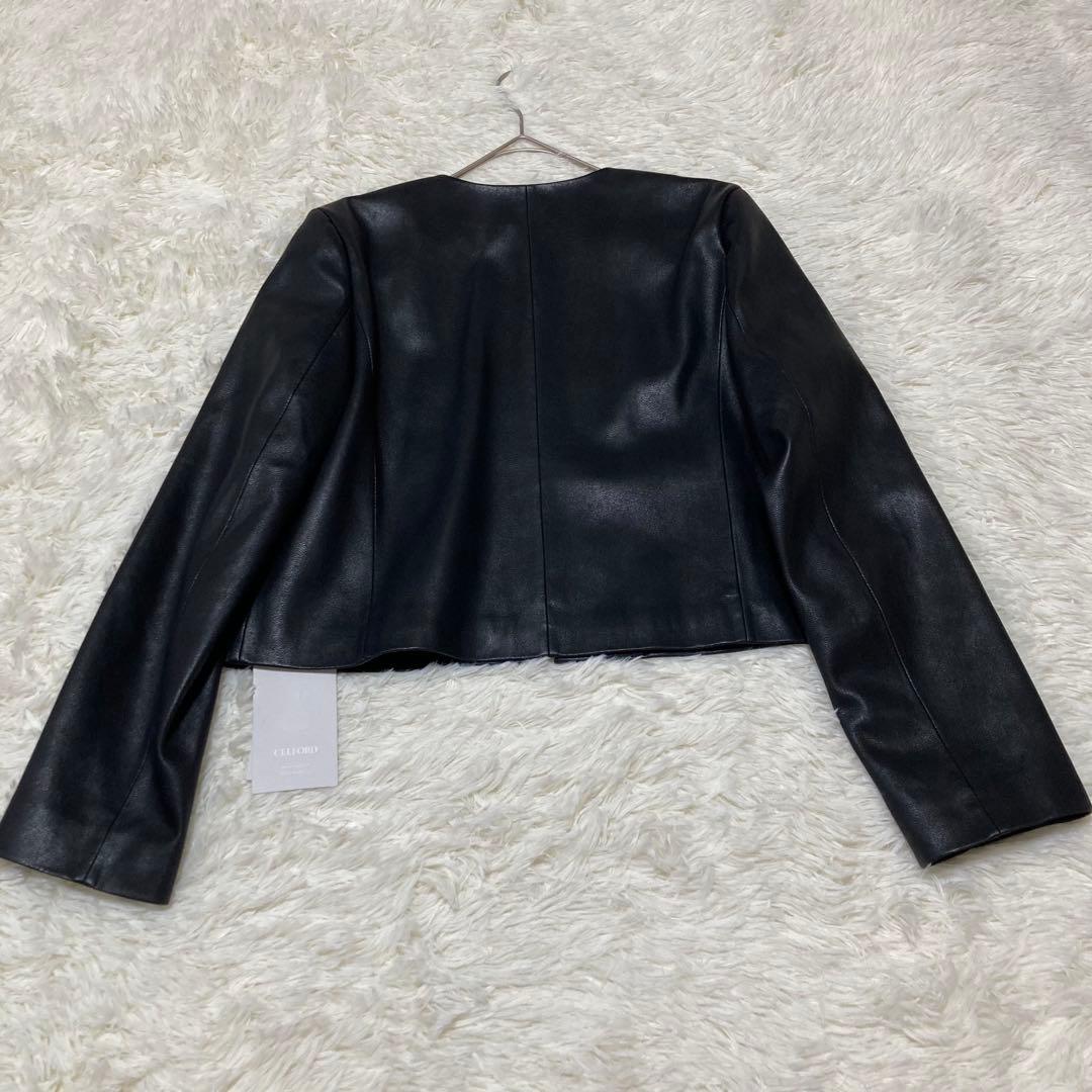 タグ付き！　CELFORD シングルライダースジャケット　黒　ゴールド金具　38