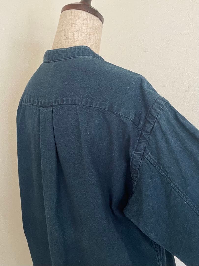 【45R】藍染インディゴカディの刺し子シャツ　日本製　ユニセックス
