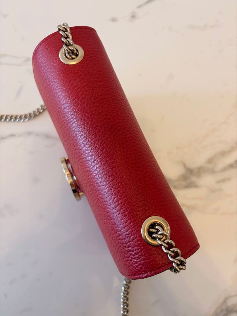 極美品✨GUCCI インターロッキング チェーンショルダーバッグ レッド