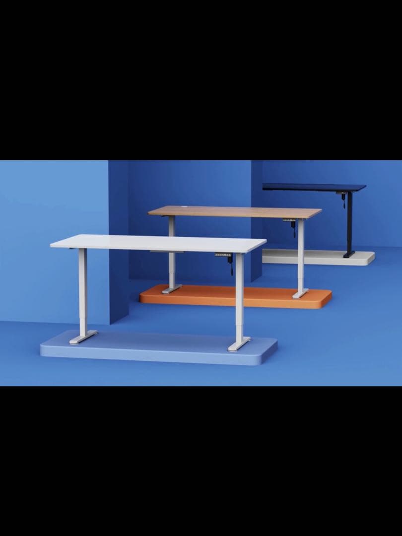 スタンディング昇降式デスク幅140*奥行70キャスター収納ボックスメモリー機能付