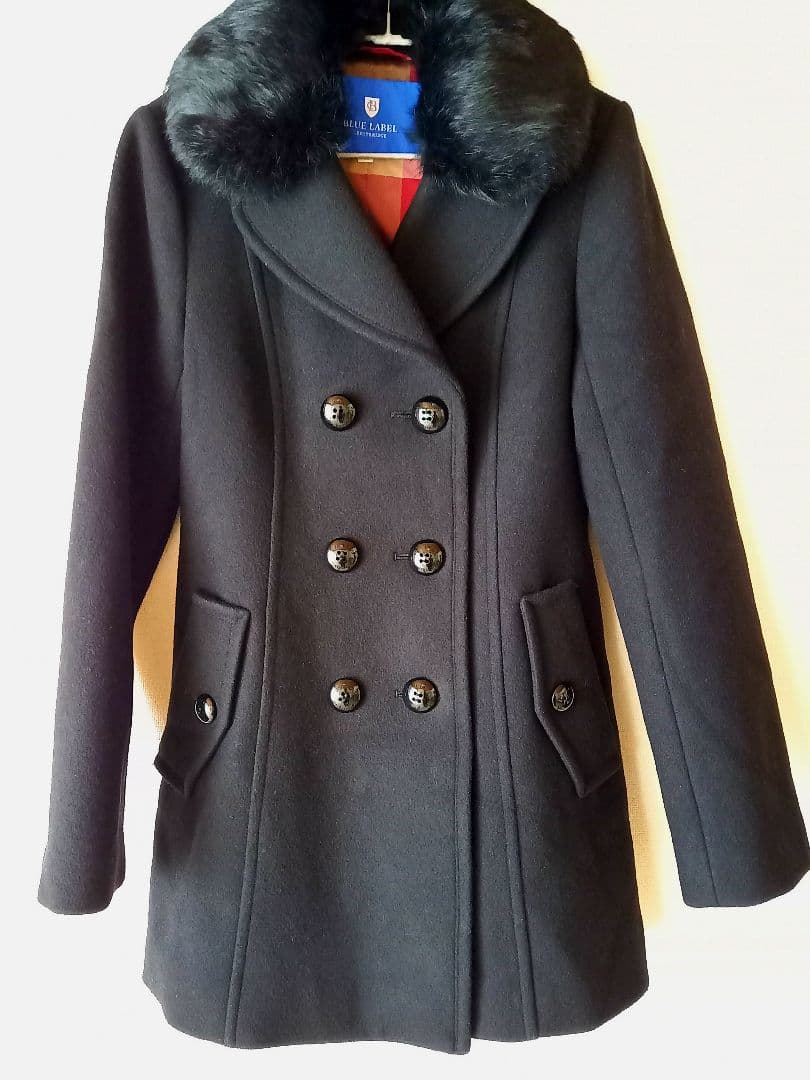 ブルーレーベルクレストブリッジ 極美品✨️ファー付きコート2WAY 40 L 黒