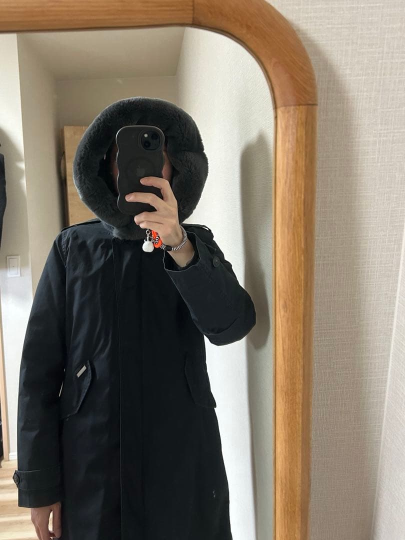 貴重Mサイズ【大柄さんに】ウールリッチ　ラビットファーライナー付きモッズコート