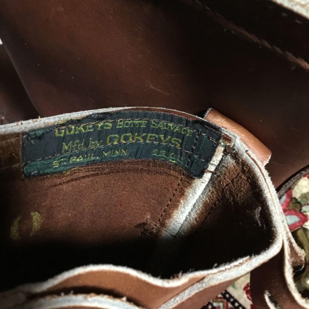 ブラウンレザー ミドルブーツ バックル付きラッセルモカシンスネークブーツゴーキー