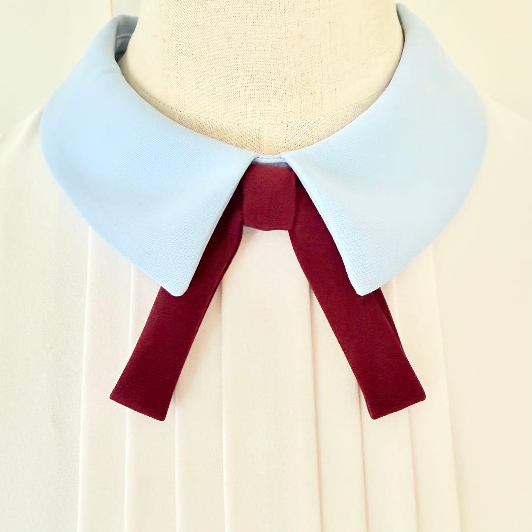 TED BAKER テッドベイカー 襟付き リボン プリーツ ワンピース ブルー