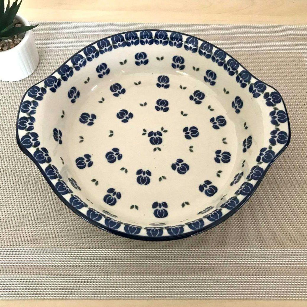 新品　ポーランド食器　チューリップ模様の取っ手付きボウル　オーブン皿　ツェラミカ