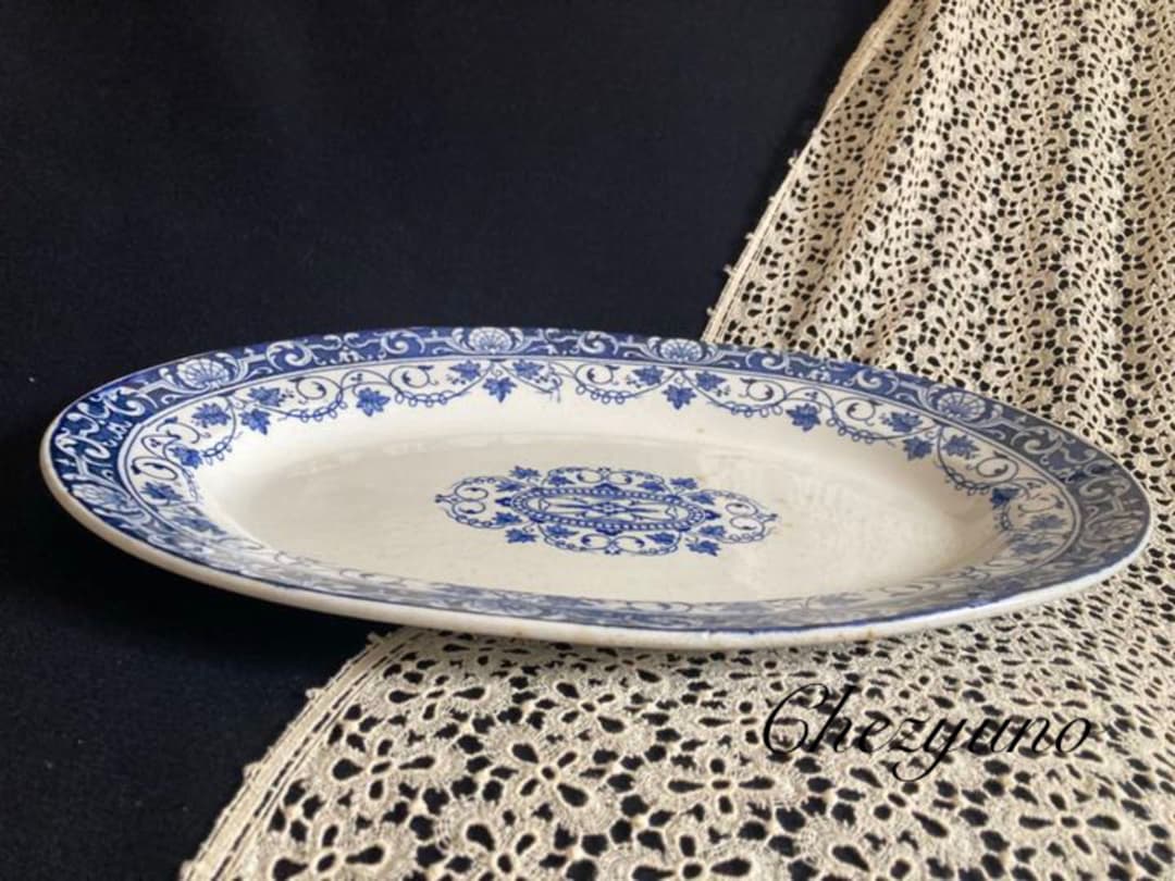 フランスアンティーク　LONGWY ロンウィ窯 大皿 オバール