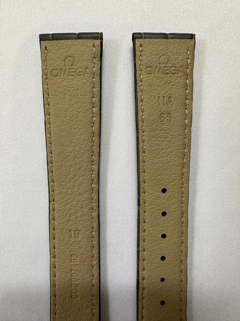 【純正品】OMEGA グレーアリゲーターレザーストラップ 19mm