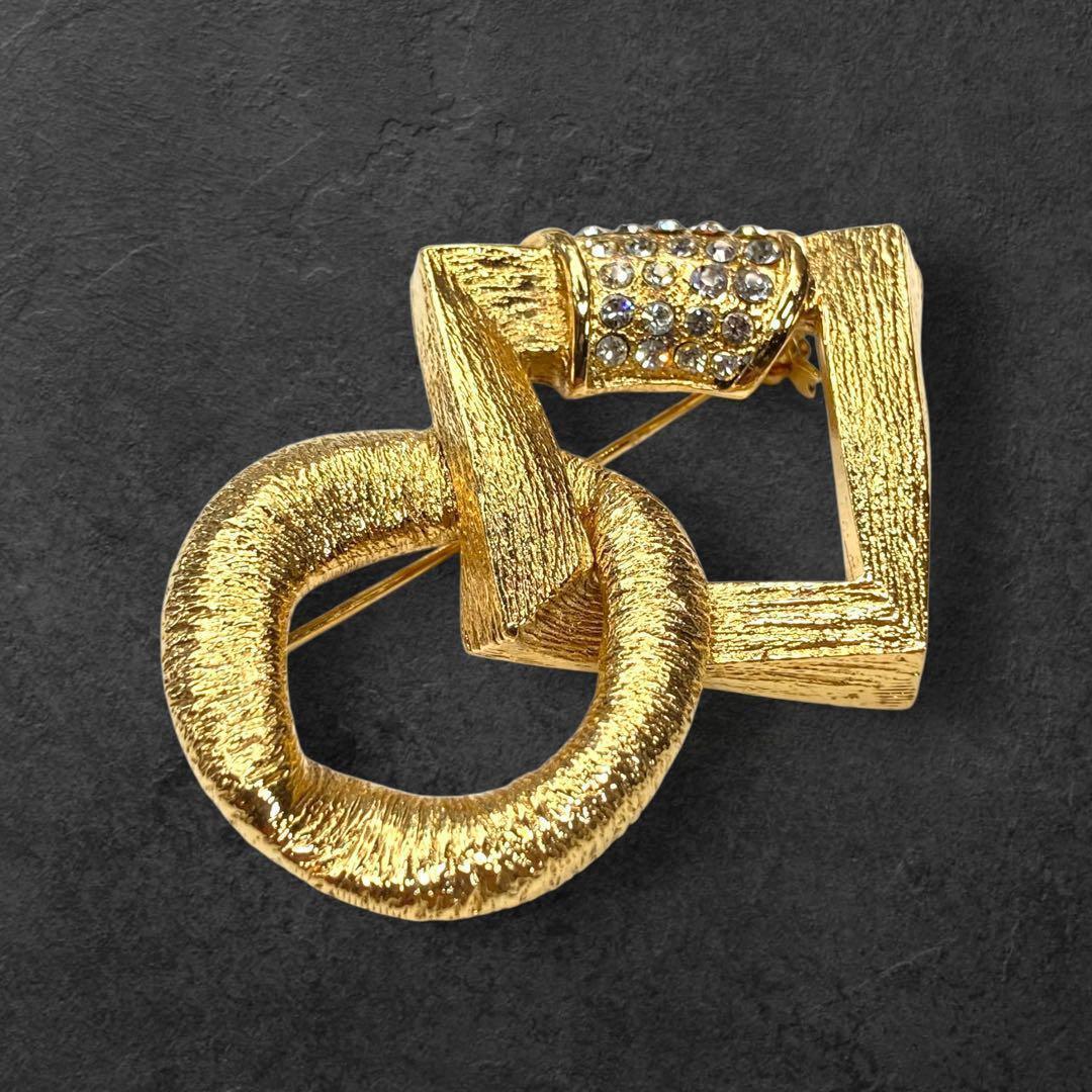 vintage YSL イヴサンローラン ブローチ ストーン ゴールド 146