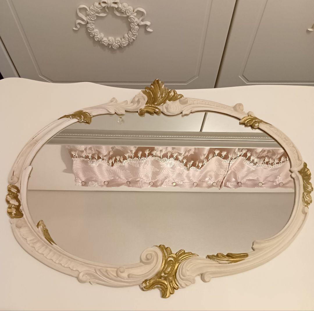イタリア製　アンティーク　ロココ調　ミラー　コンソール　セット　姫　インテリア