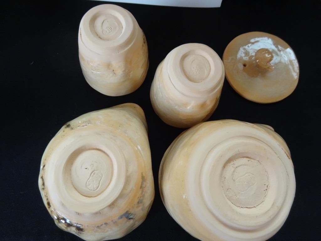 二六焼　白釉茶器三つ揃　煎茶器　霊芝摘　宝瓶　急須　茶碗　楽山焼　水月焼