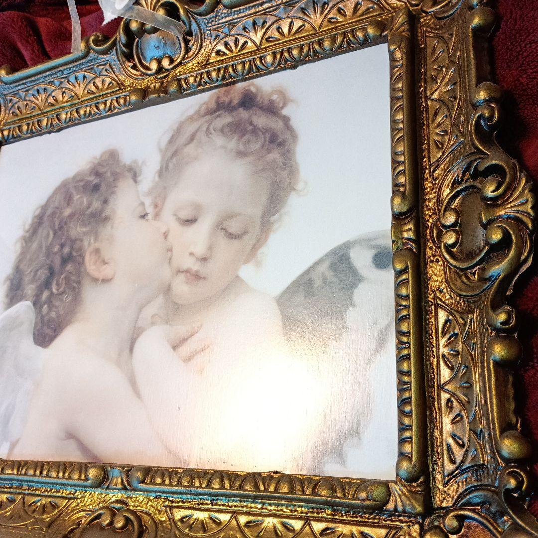 天使の子供たちの絵画 金色フレーム付き