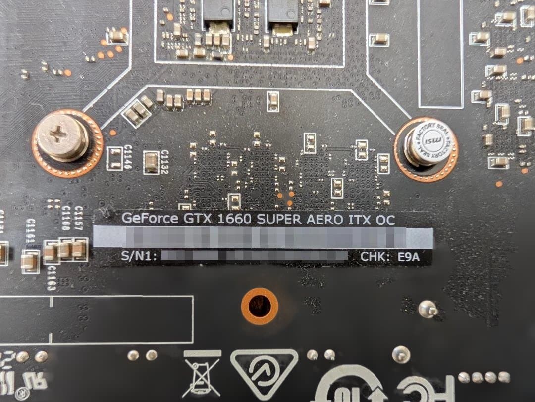 MSI GTX 1660 SUPER AERO ITX OC 6GB 動作品