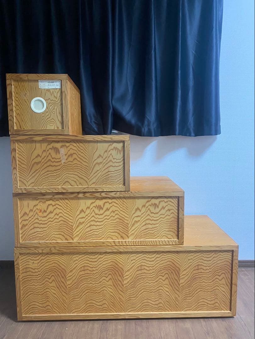 屋久杉　段重ね式木製引き出しタンス