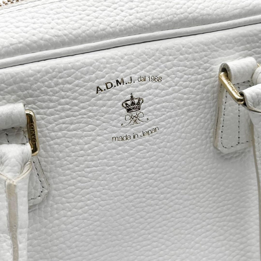 極美品　A.D.M.J　ショルダーバッグ　ボストン　2way　レザー　ロゴ　自立