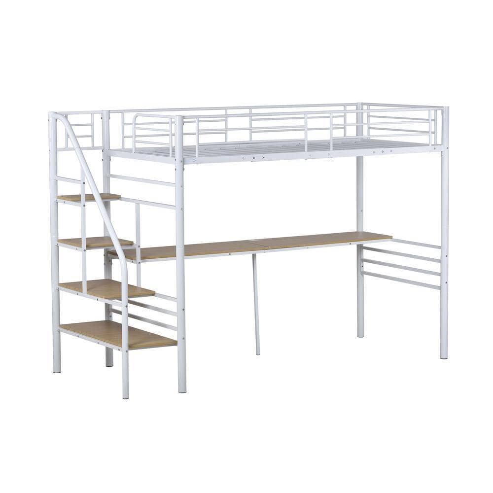 ロフトベッド階段付きパイプベッドシングルコンセント付き耐震 ベッドシング