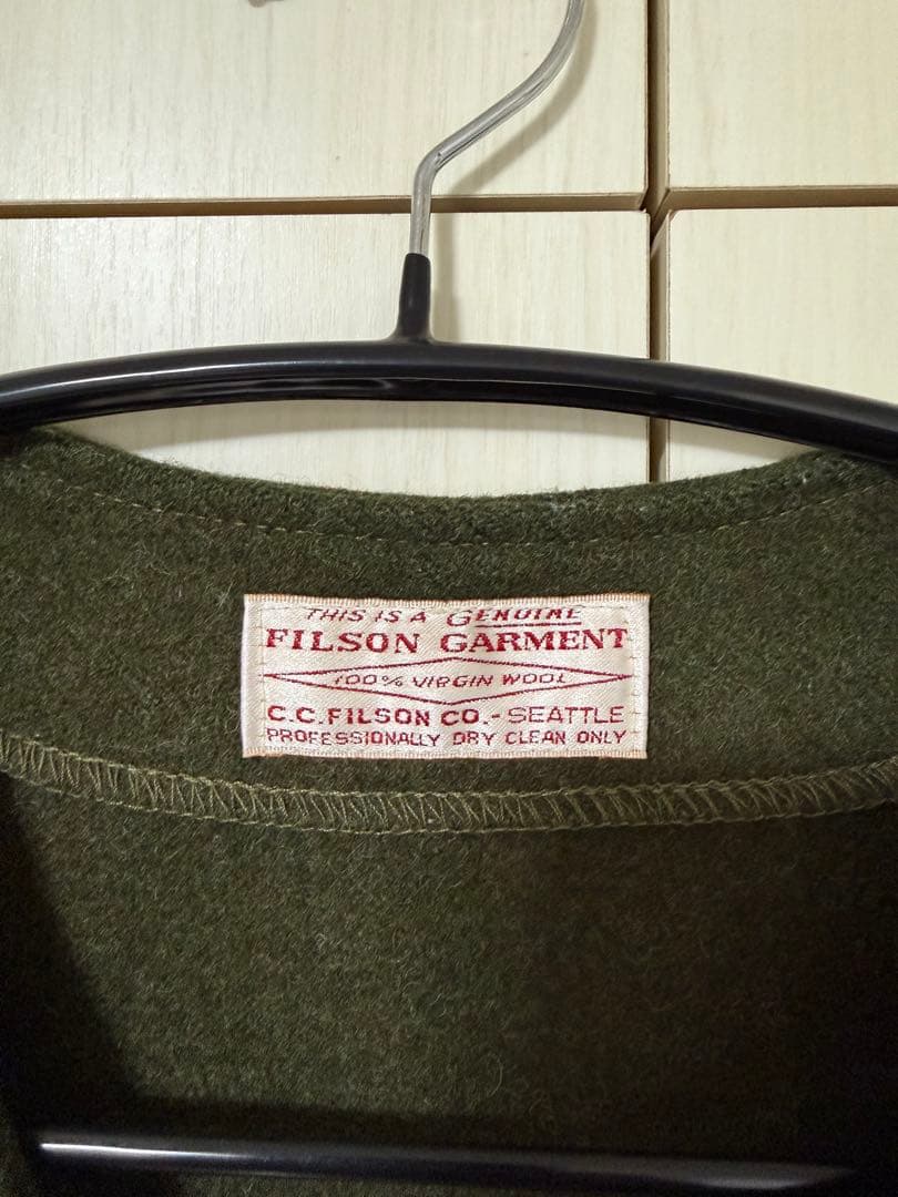 美品　FILSON フィルソン マッキーノ ウールベスト オリーブグリーン