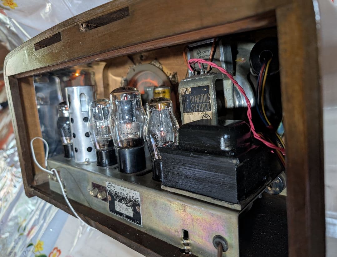 bluetooth付真空管ラジオ昭和レトロ 614A マジックアイ家族団らん