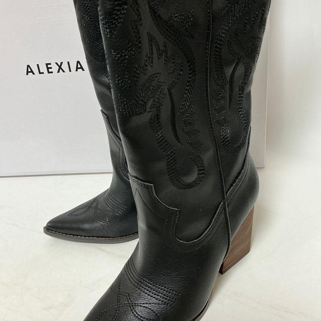 ALEXIA STAM ブラック　ロングブーツ　ウエスタンロングブーツ