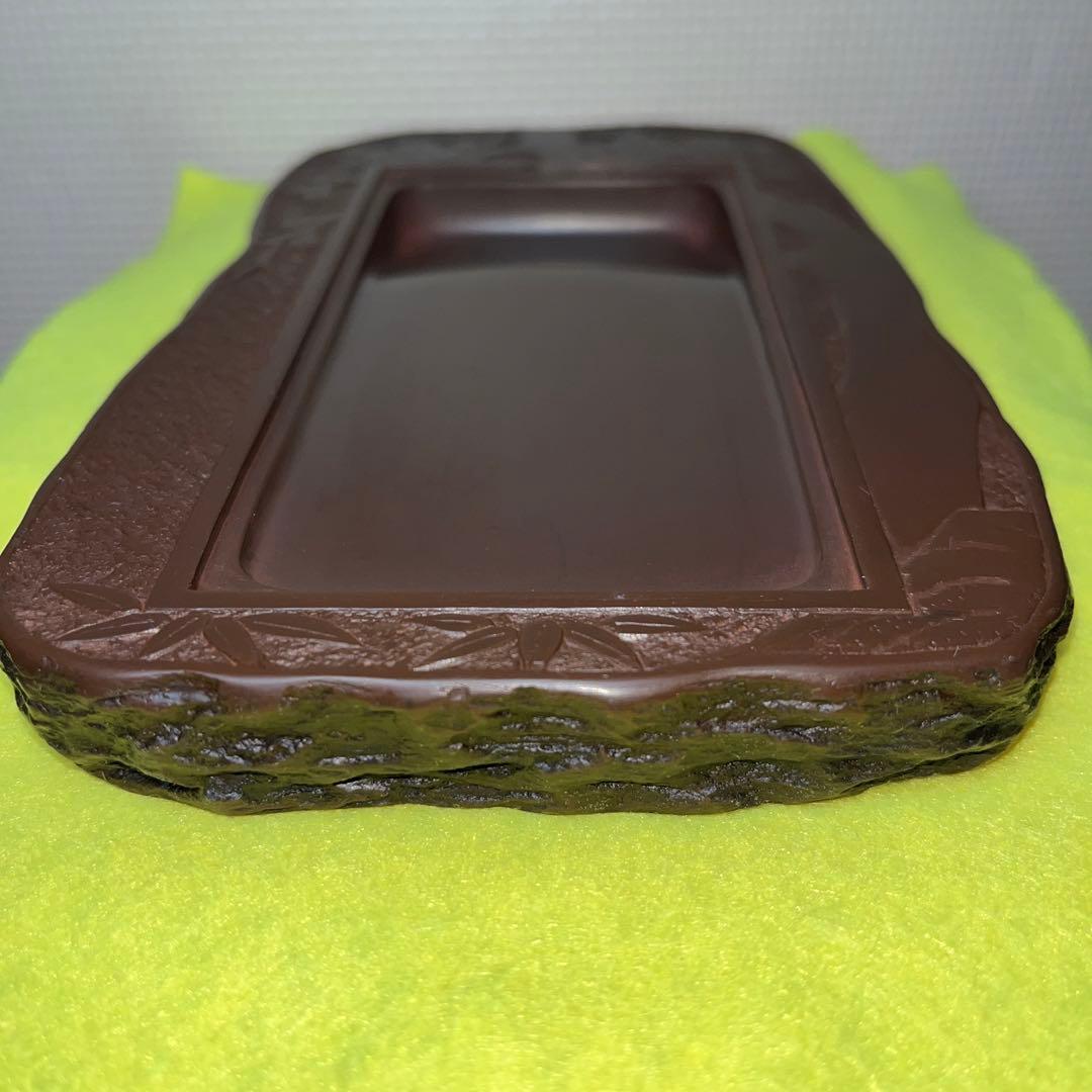 ⭕️赤間硯　共蓋付き　研堂作　梅花彫刻硯　美品　墨持ちが良い　硯