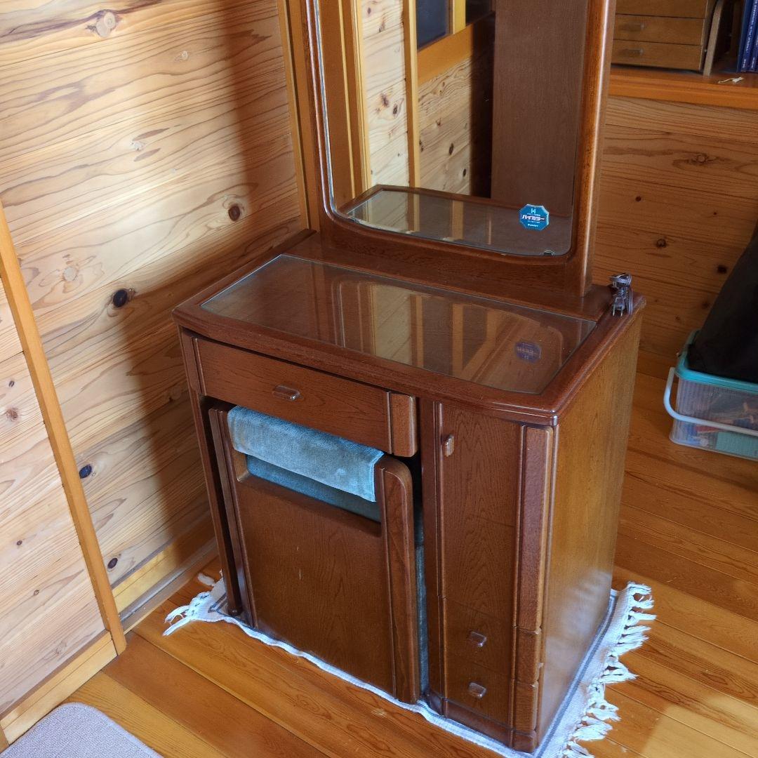 マイナス送料【お引き取り発送どちらでもレトロ】ブラウン 木製 ドレッサー 鏡台