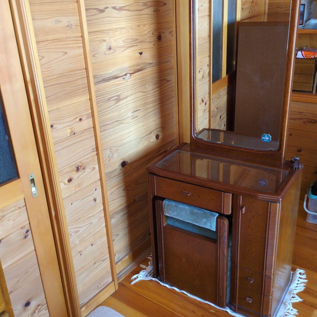 マイナス送料【お引き取り発送どちらでもレトロ】ブラウン 木製 ドレッサー 鏡台