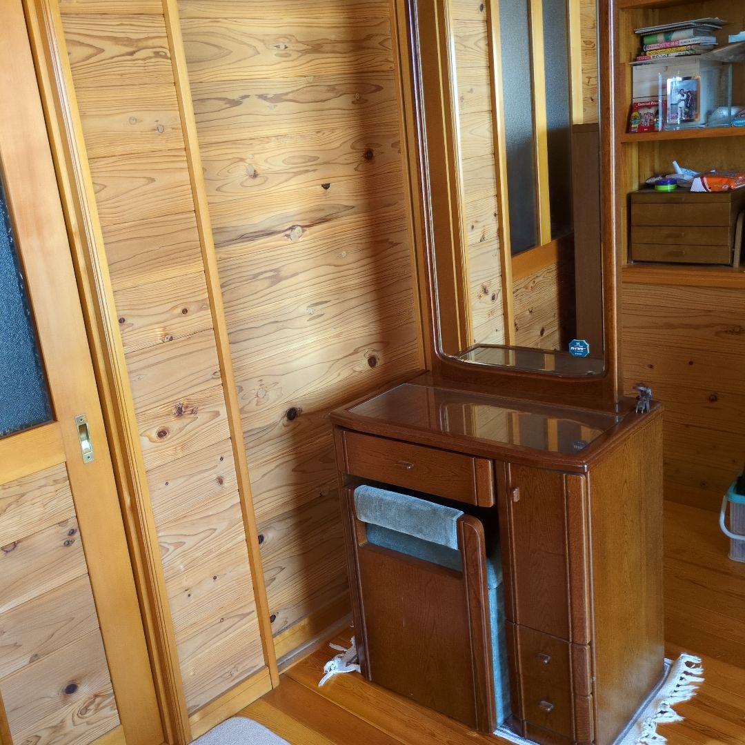 マイナス送料【お引き取り発送どちらでもレトロ】ブラウン 木製 ドレッサー 鏡台