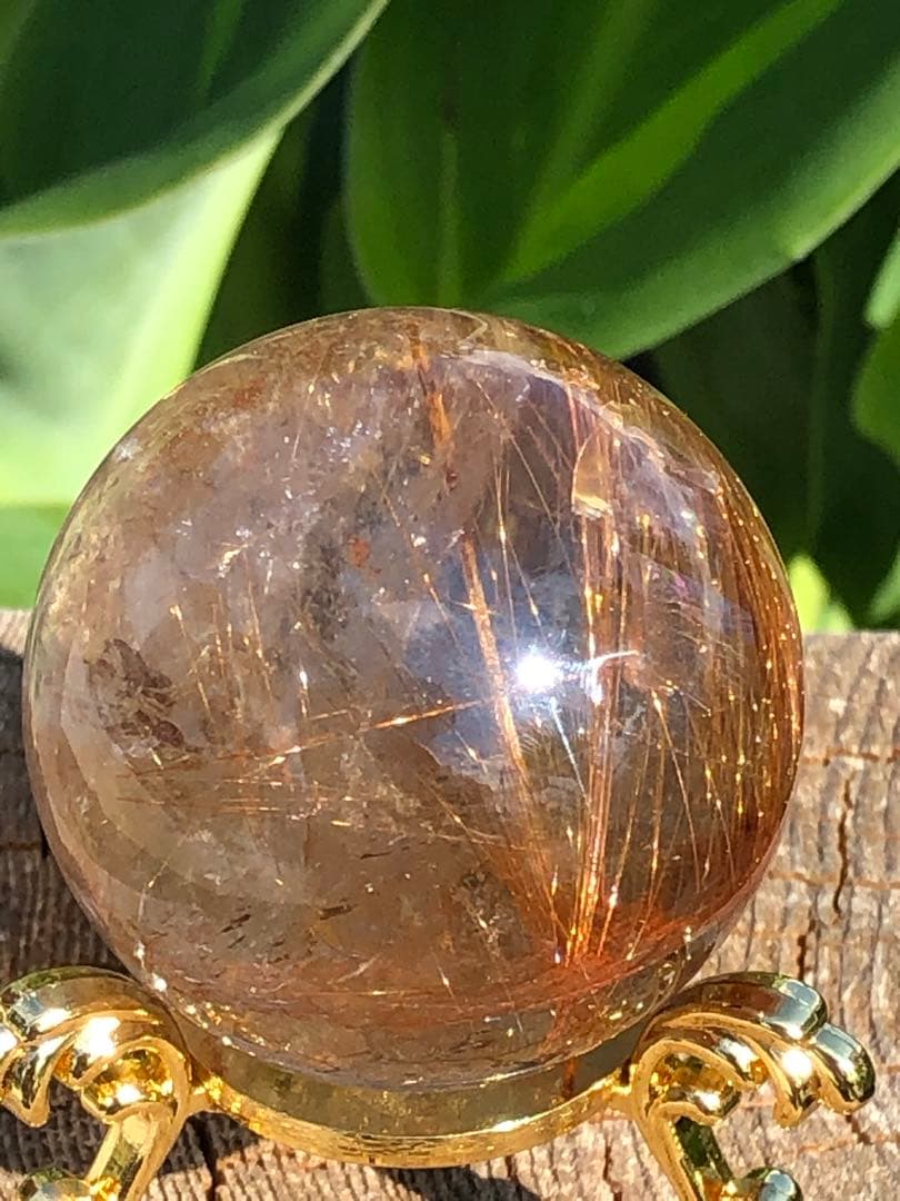 ❤️金運アップ レア　透明感良く　43.5mm レッドルチルクォーツ 丸玉