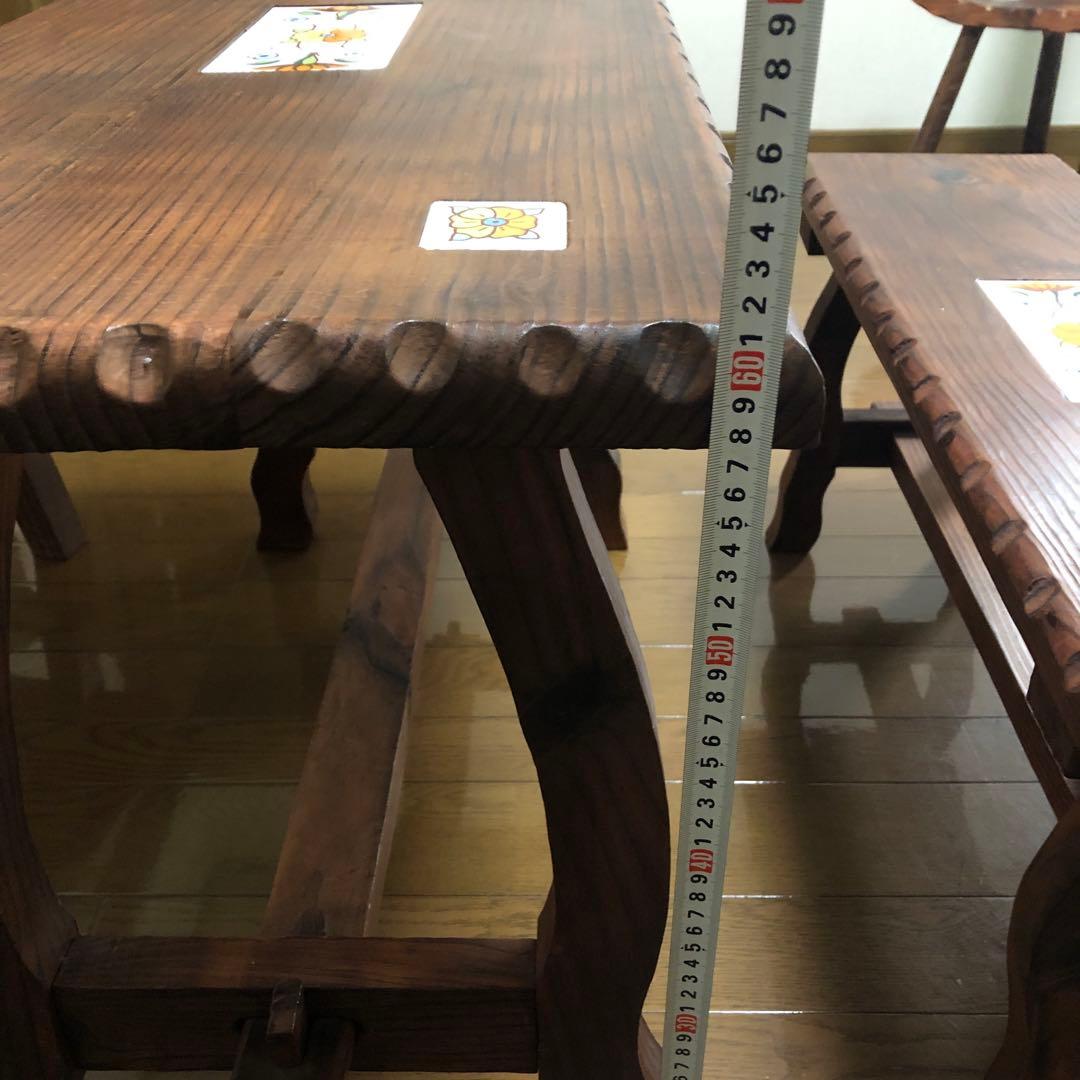超希少品　スペイン天然木製　アンティークテーブルチェア
