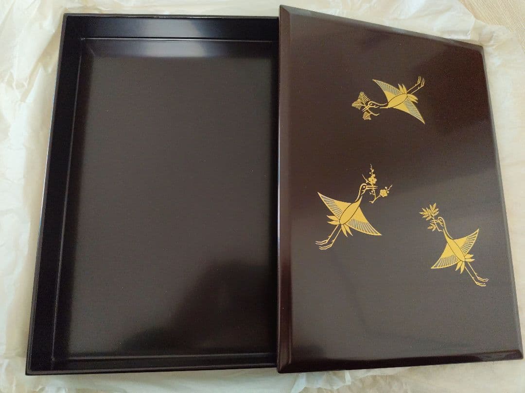 未使用　象彦　松喰鶴　手許箱　美品　木製　漆器　漆塗