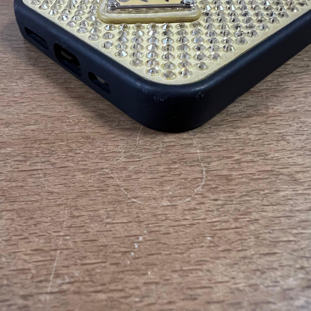 PRADA プラダ　iphoneケース　13pro ラインストーン　ゴールド