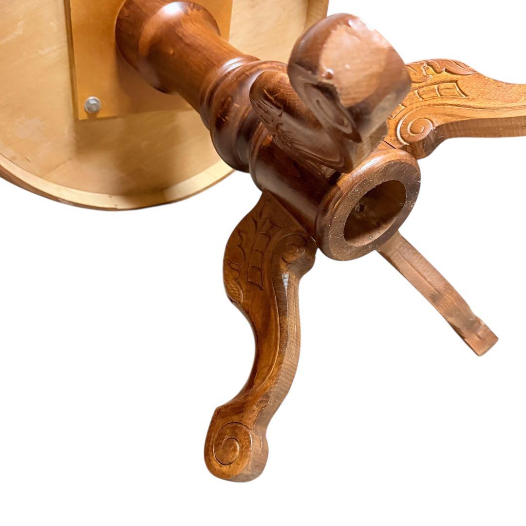 高級 イタリア アンティーク 家具 象嵌 テーブル ラウンジ 丸 80cm猫脚