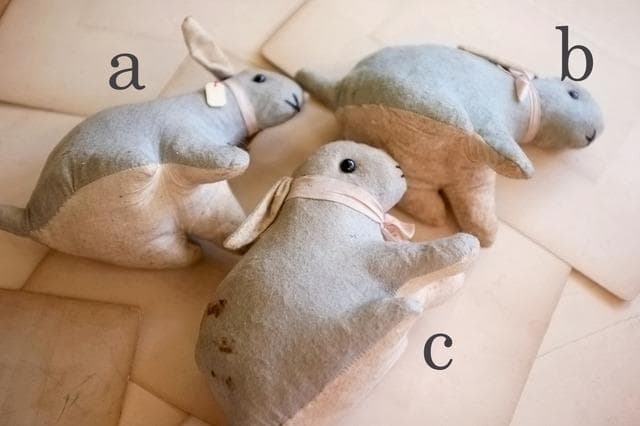 フランス 青いうさぎさんと薔薇色のリボンa ドール テディベア アンティーク