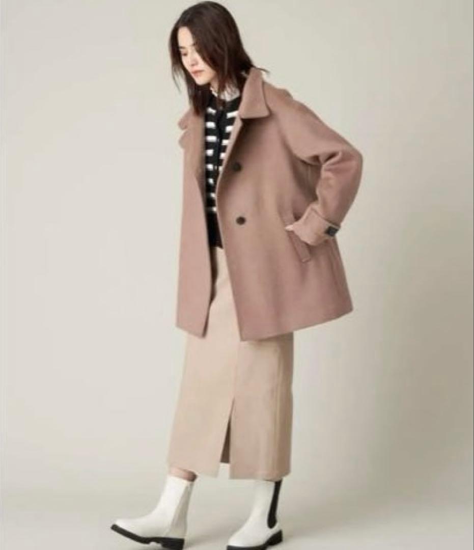 新品【a.v.v】アーヴェヴェ カシミア混 スタンドカラーミディコート サイズM