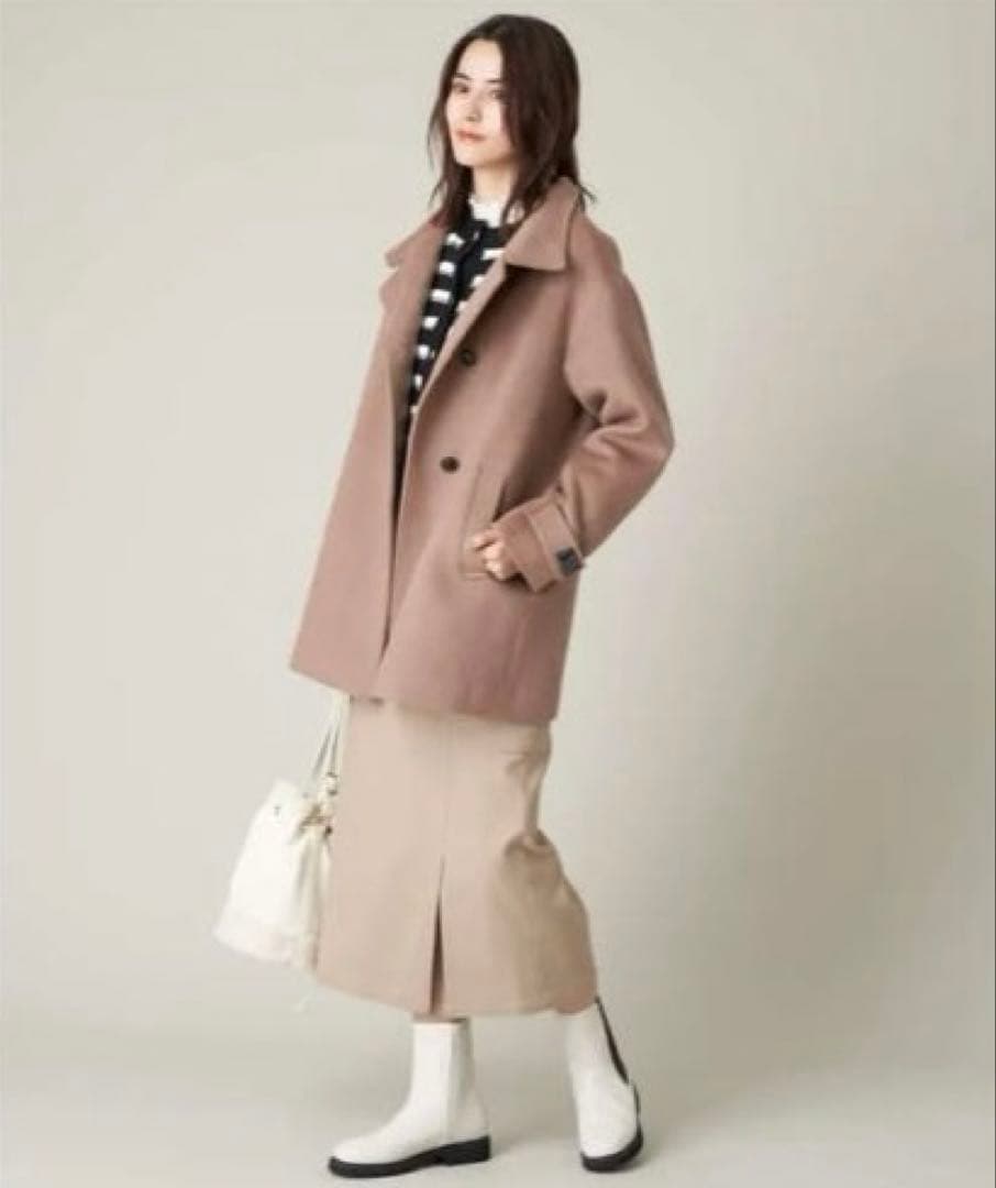 新品【a.v.v】アーヴェヴェ カシミア混 スタンドカラーミディコート サイズM