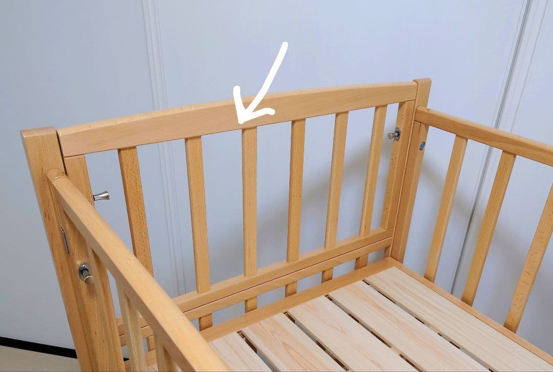 美品除菌済ヤマサキベビーベッド ハイタイプベッドツーオープン床板すのこ標準サイズ