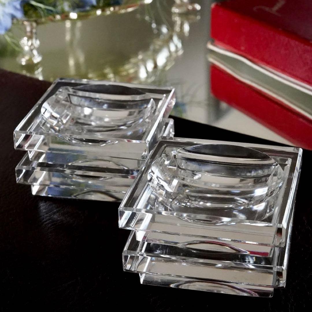 美品★オ－ルドバカラBACCARAT★バターディッシュ 皿★調味料 塩入れ★4客