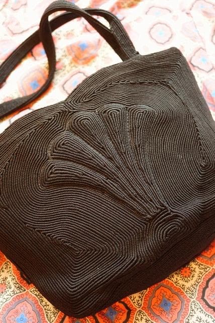 USA 1940's SILK CORD BAG SHELL アンティークバッグ