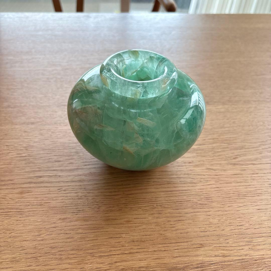フローライト 蛍石 原石 花瓶　グリーン