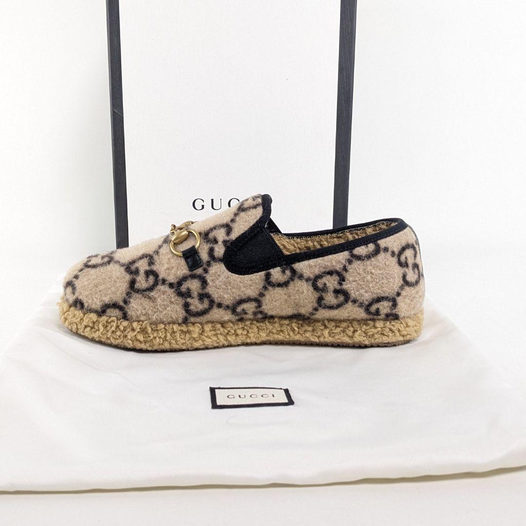 美品　GUCCI　グッチ　スリッポン　ローファー　ホースビット　モカシン　ウール