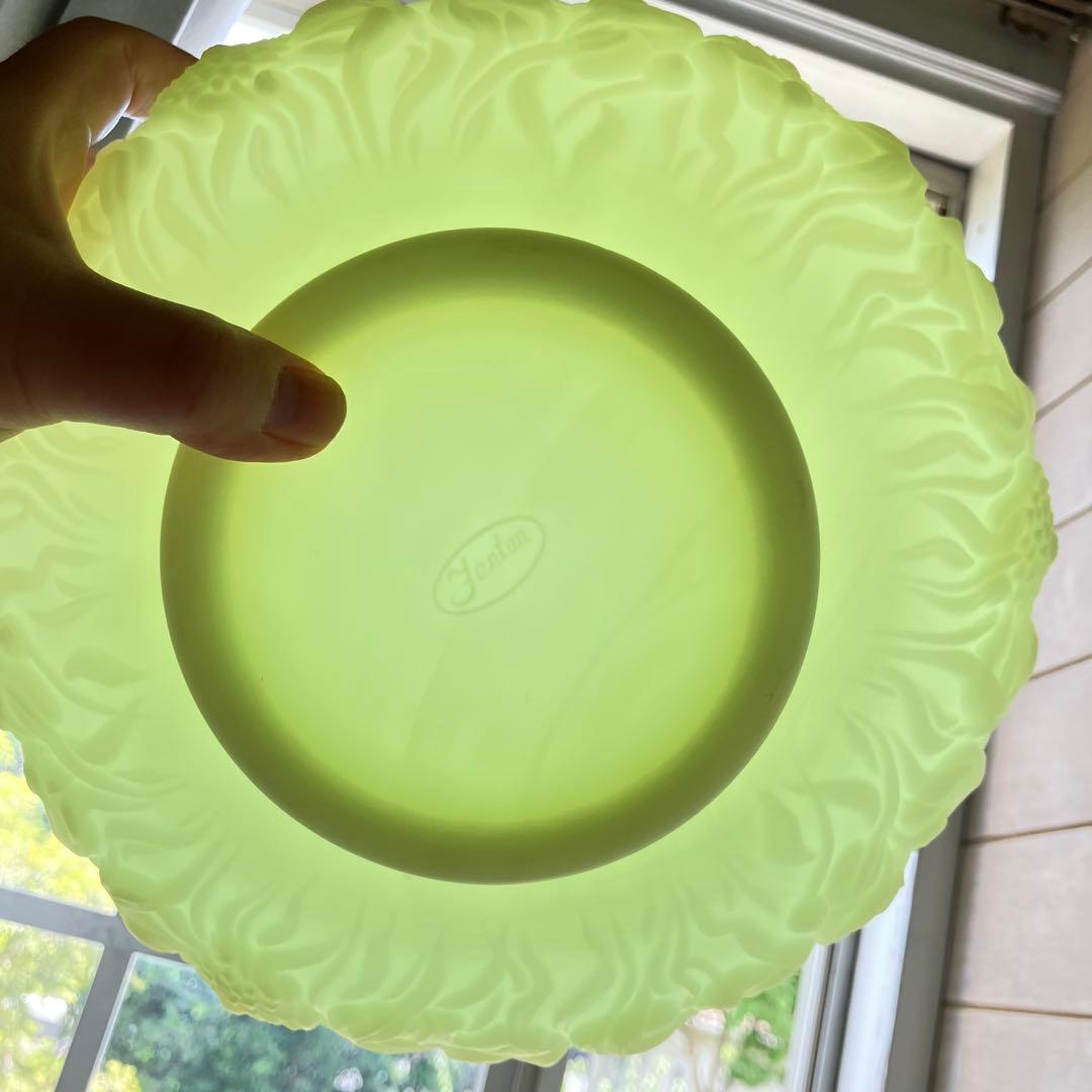 フェントン　ウランガラス　ディプレッショングラス　ボウル　カスタードガラス