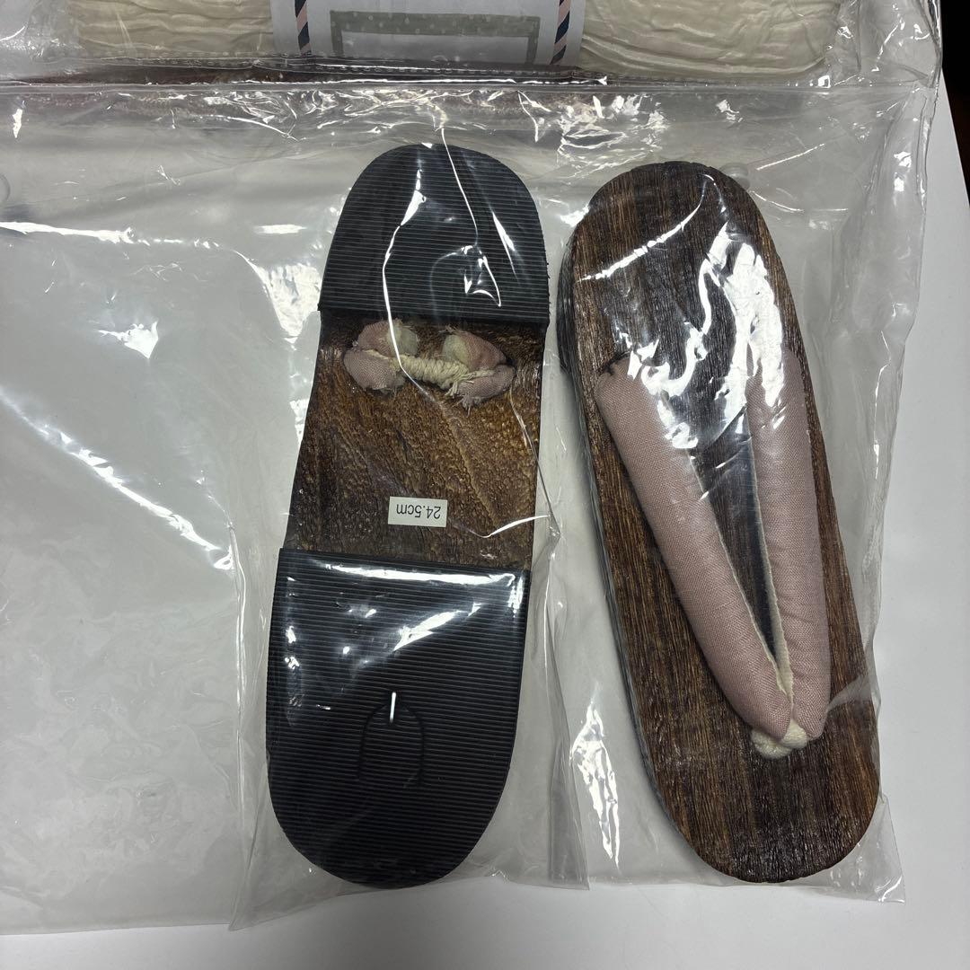 花柄ピンク浴衣 下駄 帯付き