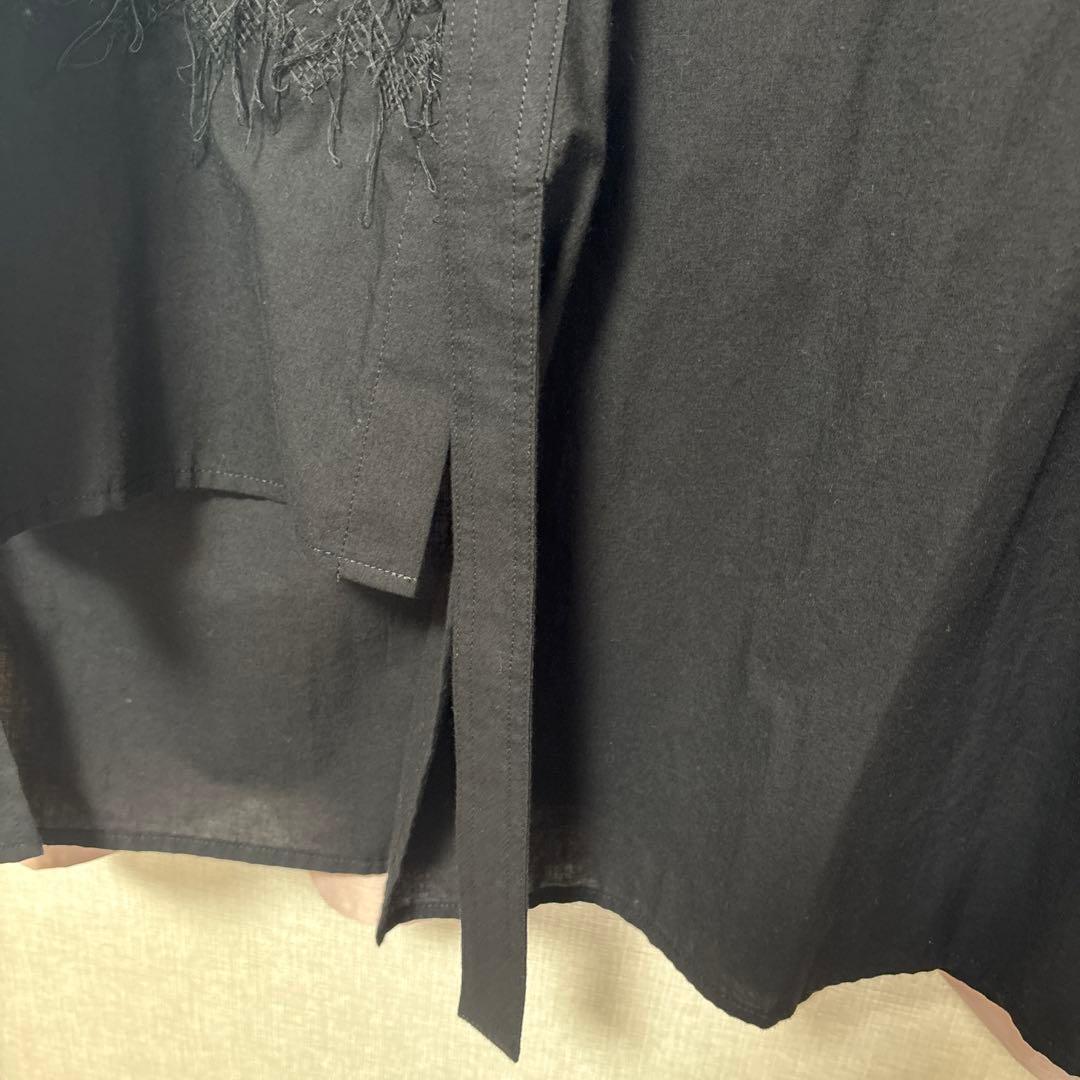 Y's ブラック 刺繍入り長袖シャツ　 サイズ2