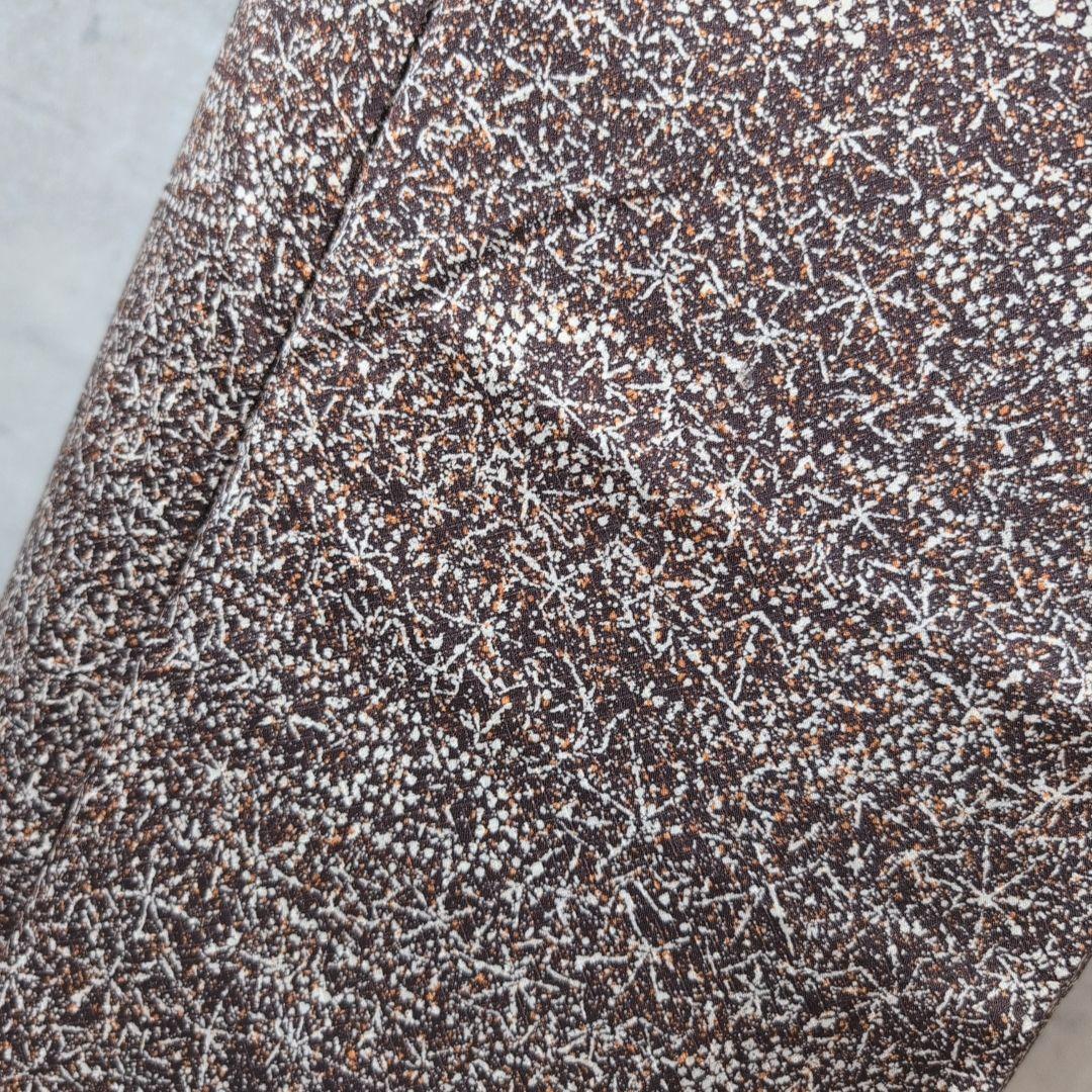 小紋　フルセット　着物　正絹　星屑　ダークブラウン　F5