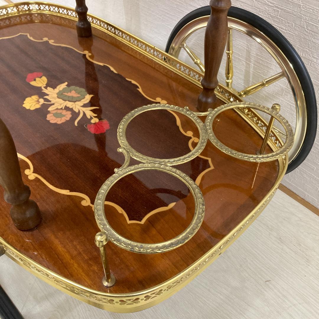 イタリア　クラシック　ワゴン　キッチンワゴン　象嵌