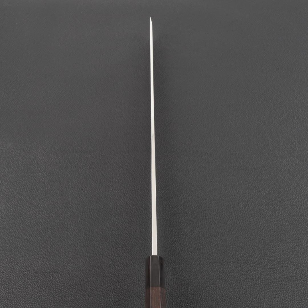 11045先丸柳刃包丁 尺三刺身包丁鏡面仕上げ刃は究極の切れ味 黒檀黒水牛八角柄