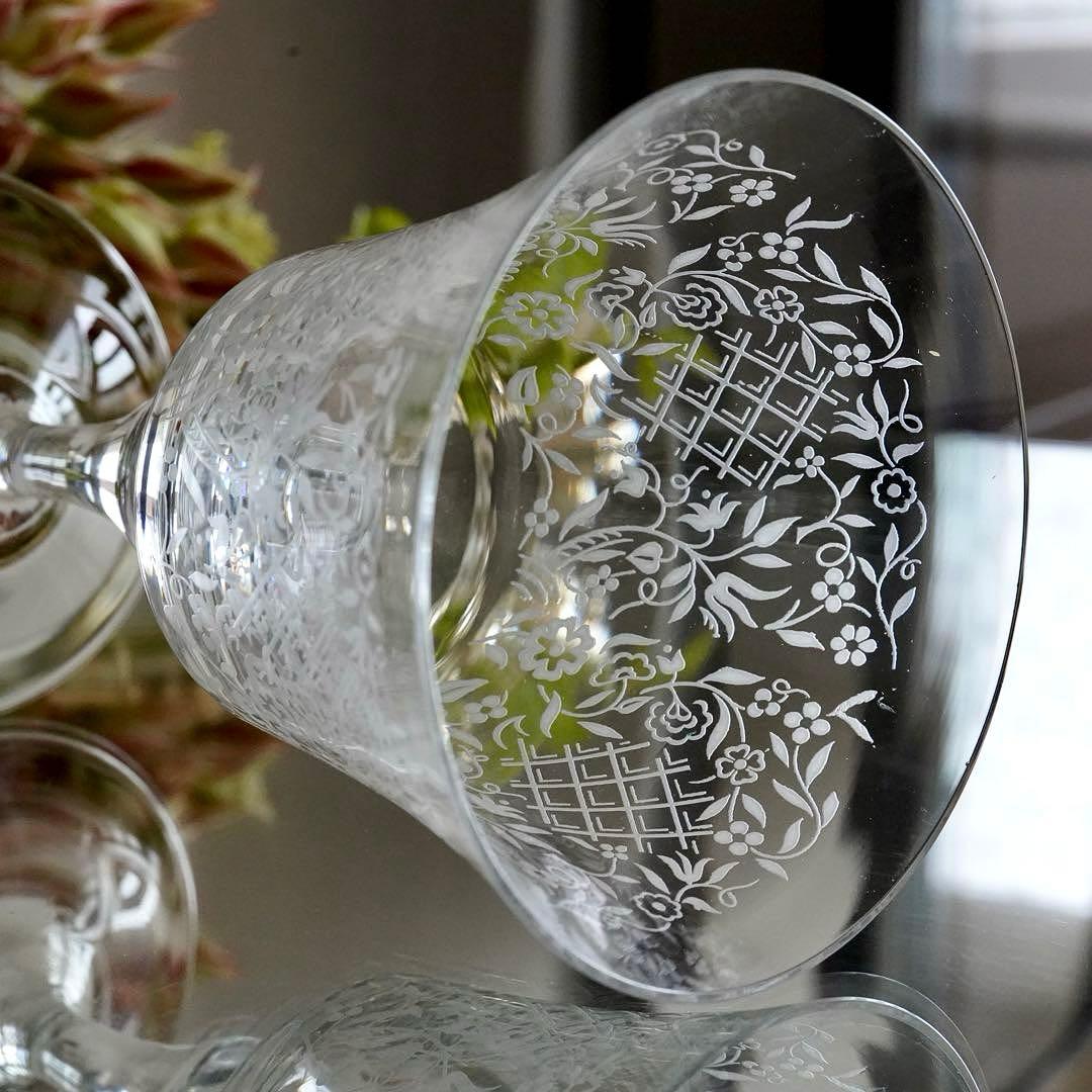極希少★美品★オールドバカラ★フラワー エッチング★ワイングラス★1脚 B★レア