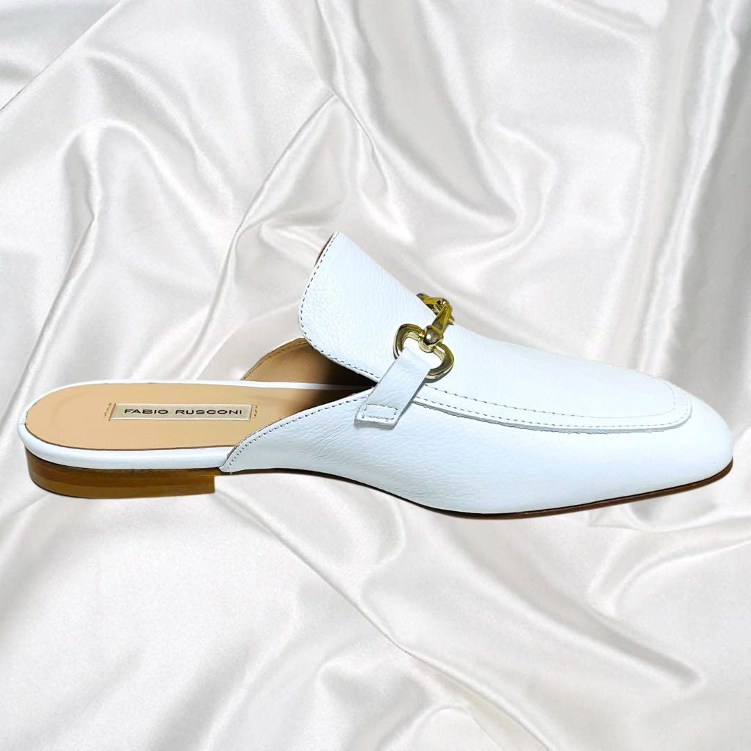 【FABIO RUSCONI】美品ビット ゴールド金具 シープレザー ミュール